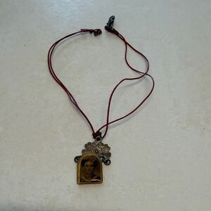 Vintage Pendant Necklace with Red Cord